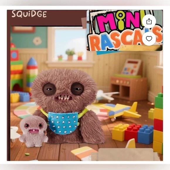 Fuggler Funny Ugly Monster Long Pile Mini Rascals 9” Brown Squidge - NEW - Picture 11 of 12